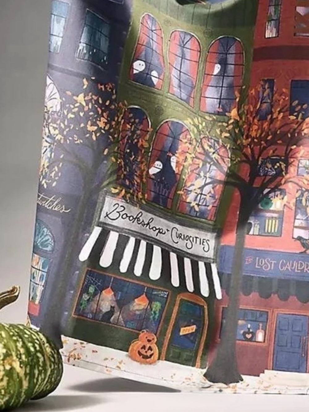Anthropologie Halloween Spooky Bookstore Dish Towel NWT